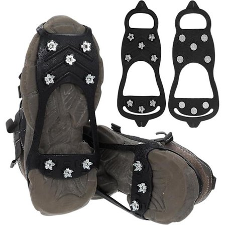 Skridsikre isklampere til sko og støvler, is- og snegreb til sko/støvler med 8 pigge i rustfrit stål, skridsikre klatrejern til udendørs brug om 