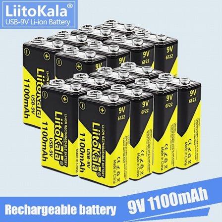 1-16 kpl LiitoKala 9V 1100mAh Li-ion Ladattava akku USB 9V Akku Yleismittarille Mikrofoni Lelu Kaukosäädin KTV käyttö