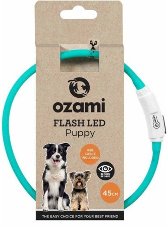 Ozami Halsband Flash Puppy Led Turkos 45 cm - Ozami