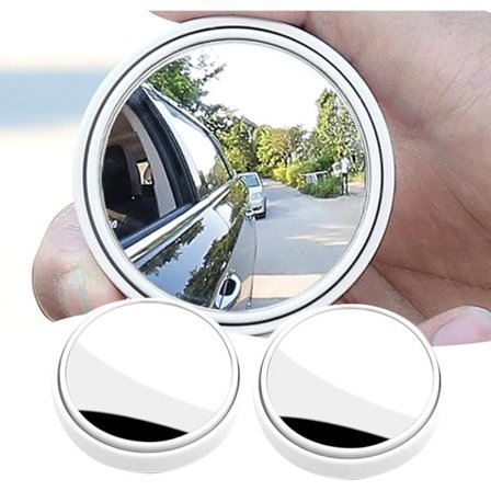 2 stk. Bilbakspejl til blinde vinkler, 360° roterende tryktype HD-krystalglas bakspejl lille rundt spejl (hvid)