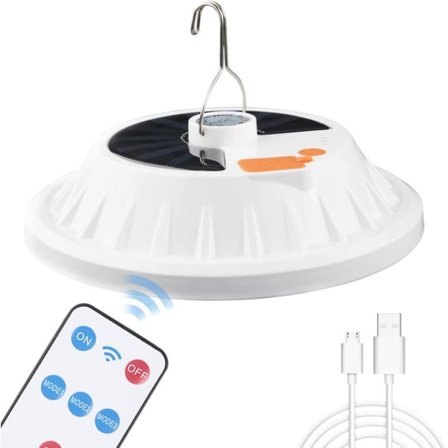 120 LED Solcampinglampa med fjärrkontroll, USB-uppladdningsbart batteri, dimbar, IPX7 vattentät