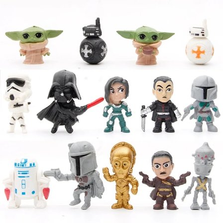 14-16 st/set Darth Vader The Mandalorian DIN DJARIN Baby Yoda Skywalker R2-D2 C-3PO BB-8 Actionfigur Film Tecknad PVC Modell