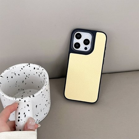 Etui for iPhone15Promax stor pore skinntekstur enkelt skall gul solid silikon tynn si