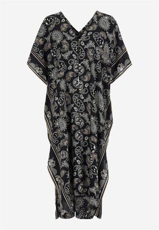 Cellbes of Sweden - Strandkaftan med knapper i sort / paisley til damer i størrelse 34/40