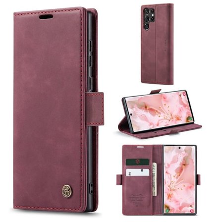 CaseMe Samsung Galaxy S23 Ultra Vintage Etui - Rødvin