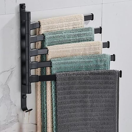 Seinään asennettava alumiininen pyyhekoukku 1/2/3/4/5 varrella – pyörivä pyyhetanko kylpyhuoneeseen ja keittiöön