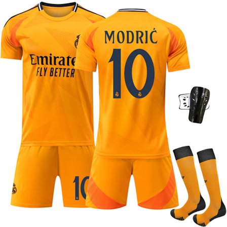 2425 Real Madrid bortatröja orange Modric set+strumpa+skyddsutrustning