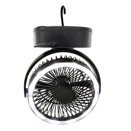 ZEBRE 5000mAh campingfläkt bordsfläkt, 3 i 1 mini USB-fläkt med LED-ljus & krok, 360° rotation, 3-hastighets takfläkt tältfläkt med fläkt för bil 