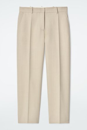 COS Femme Pantalon Slim En Laine in Beige