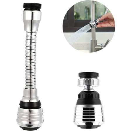 Lang og Kort Kombinasjon Kjøkkenkran Sprøyte 2 Deler Kjøkkenkran Forlengelse 360° Svingbar Kran Sprøytehode Kran Dyse Egnet for Kjøkken