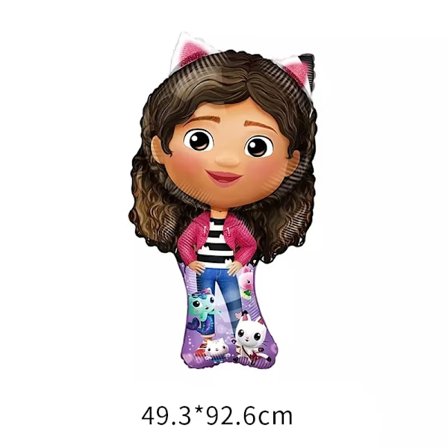 Gabby Dollhouse Födelsedagsfest dekorationer Bordsservis klistermärken Popcorn Box Serviser Rosa ballonger Fest gynnar barnens födelsedag