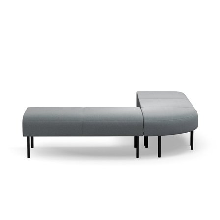 Corner bench VARIETY, outward curve, fabric Pod CS, silver grey