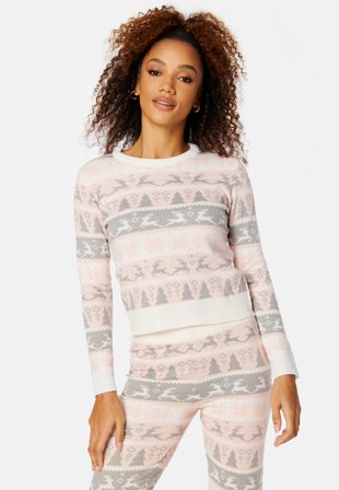 ONLY Xmas Comfy Deer Pullover Crystal Pink Pattern Klær