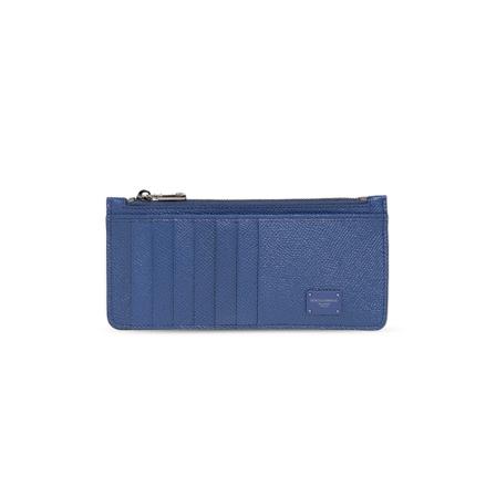 Dolce & Gabbana Card case with logo , Blauw , Heren , Maat: ONE Size Portefeuilles