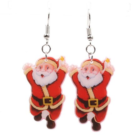 A Pair of Christmas Earrings with Christmas Motif, Santa Claus and Thanksgiving Dangle Earrings