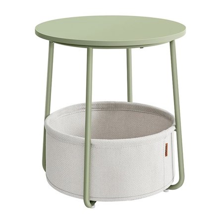 Pyöreä yöpöytä säilytyskorilla - vihreä/valkoinen