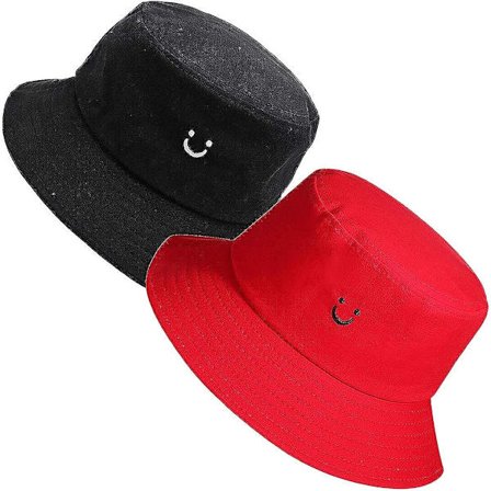 Bucket Hats Sommarresor Strandsolhatt cap Unisex 2pack(svart/röd)