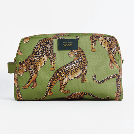 WOUF Olive Leopard Large Toiletry Bag, 1 stk.