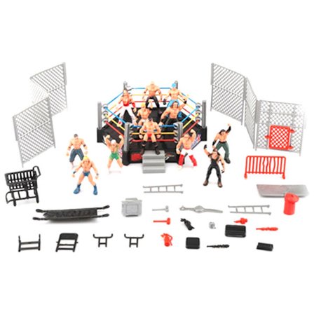 32 st Mini Wrestling Lekset med Mini Actionfigurer och Tillbehör Leksak för Barn med Realistiska Brottare Gåva till Fans