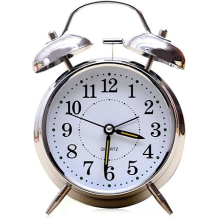 Vekkerklokke, Dobbel Klokke Mekanisk Opptrekk Timer 4" Vekkerklokke