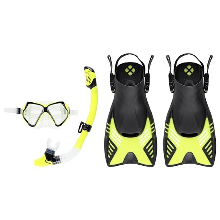 Sukellussetti, jossa syklooppi, snorkkeli ja räpylät, koot 42-47