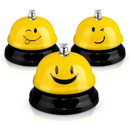 3 st skrivbordsringklocka för service, leende ansikte ringklocka, skrivbordsringklocka