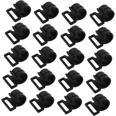 20 kpl Telttakangen tarvikkeet Pressuklipsit Teltta yhteensopiva Retkeily DIY Telttaklipsit Pressuklipsit Muoviset retkeilyklipsit Musta muoviklipsi 
