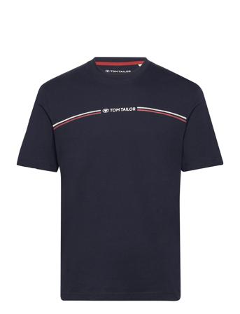 Printed Crewneck T-Shirt Navy Tom Tailor