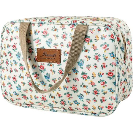 Bærbar Stor Vandtæt Toilet Taske, Foldbar Makeup Taske, Bruse Taske med Lynlås, Makeup Taske til Kvinder og Piger, Opbevarings Taske Small Floral...