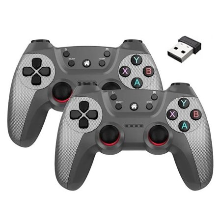 Grå BOYHOM Trådløs Spilcontroller til Linux/Android-telefon til Spilkonsol, Spilstikoplader, PC, Smart TV, 2.4G Gamepad Joystick