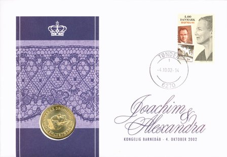 Danmark - Dåbsmøntbrev Prins Felix Henrik Valdemar Christian