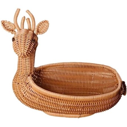 Kreativ håndvævet imitation dyr frugt opbevaringskurv fawn frugtplade opbevaringskurv nød snack kurv
