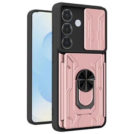Samsung Galaxy A57 5G Case Kickstand Camera Slider/Card Holder - Rose Gold