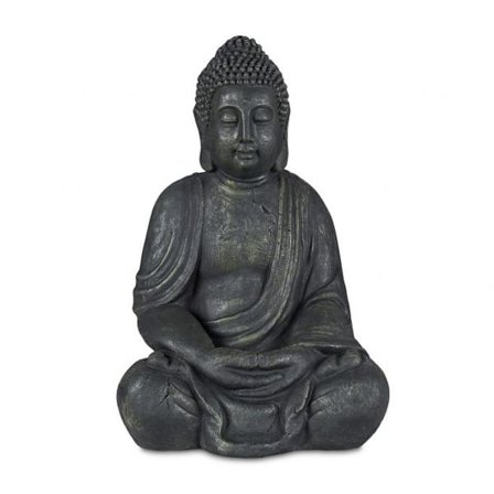 Grå Buddhastaty som ser vintage ut 70 cm