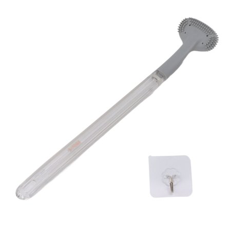 Myk toalettbørste i plast med langt håndtak, buet design, baderomsskrubberverktøy