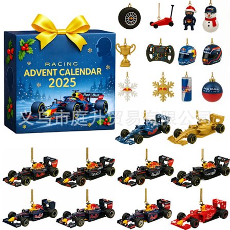 2025 Julekalender F1 Team, 24 Dages Legetøjsfigurer Byggeklodser Nedtællingskalender, Julekalender Overraskelsesgave til Drenge