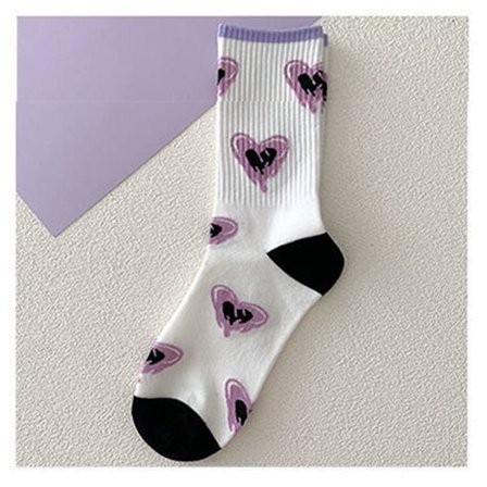 2 Stk Hjerte Print Sokker Mid Socks 7 7