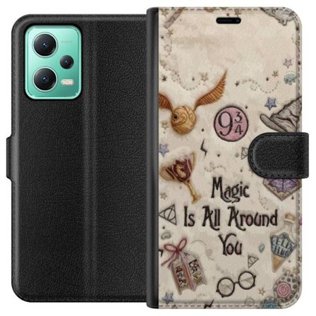 Kompatibelt Plånboksfodral till Xiaomi Xiaomi Redmi Note 12 Broderad magisk illustration med symboler, citat och fantasivärld inspirerad av sagor so