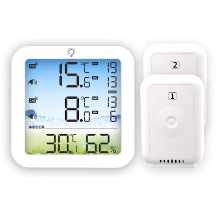 Trådløst kjøleskapstermometer med doble sensorer - Overvåk temperatur og fuktighet innendørs og utendørs