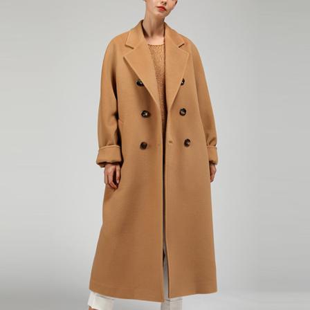 Kvinnor Med Fickor Ytterkläder Dubbelknäppta Enfärgade Överrockar