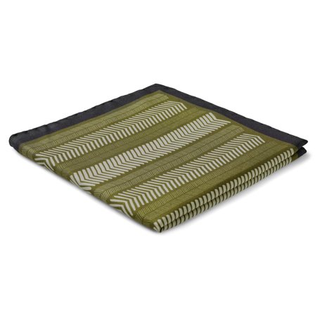 Virtuo | Dark Brown and Beige Line Silk Pocket Square for Men