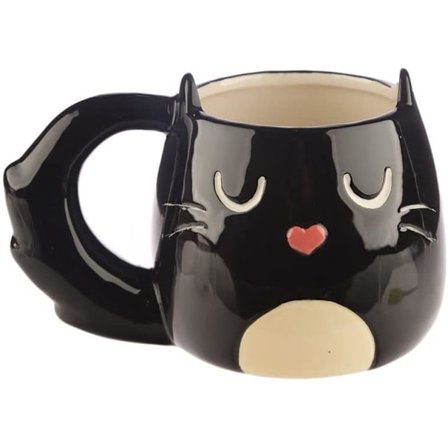 Svart Katt Mugg 3D Keramisk Nyhet Söta Mugg Koppar 400ml för Varma Drycker, Te, Kaffe, Varm Choklad