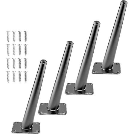 4 kpl 8 tuuman huonekalujalat, viistot kartiomaiset metallijalat mattamusta mid-century