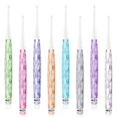 8 st Virknålar i Plast, Inline Virknålsset Halkfria Virknålsgrepp Ergonomisk Virkning_yux