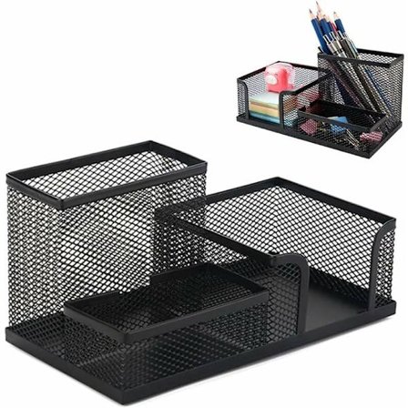 Metal Skrivebordsorganisator med 3 rum, Penneholder - Kompakt Pladsbesparende