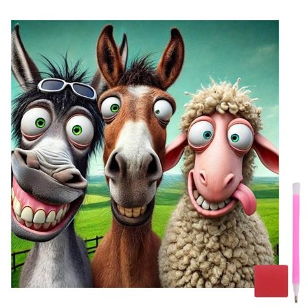 Häst Diamantkonst Kit för Vuxna, Får Full Runda Borr Diamantmålningskit för Nybörjare, DIY Åsna Diamantmålning Konst för Gåva Hem Väggdekor