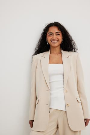 NA-KD Oversized blazer med sömdetaljer - Kostymer - Beige - EU 32