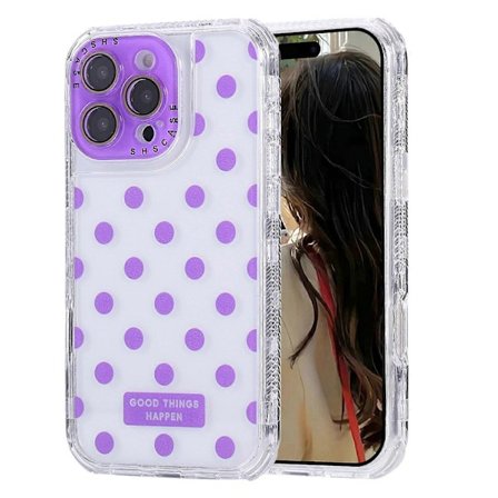 Skal för iPhone 16 Pro Max Prickigt Mönster PC+TPU Telefonskal med Linsskydd