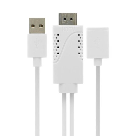 USB MHL-kabel hona till HDMI hane och USB hane för smartphone/surfplatta - Vit
