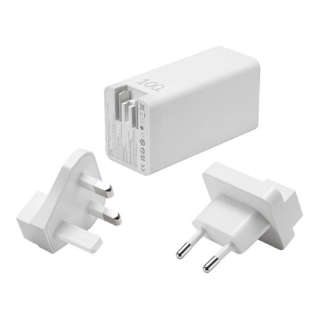 ASUS AC100-02 strømadapter - GaN-teknologi - USB, 2 x USB-C - 100 watt